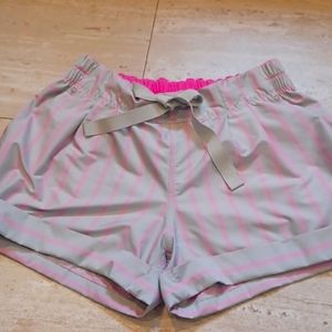 Lululemon Gray/Pink Striped Drawstring Cuffed Shorts